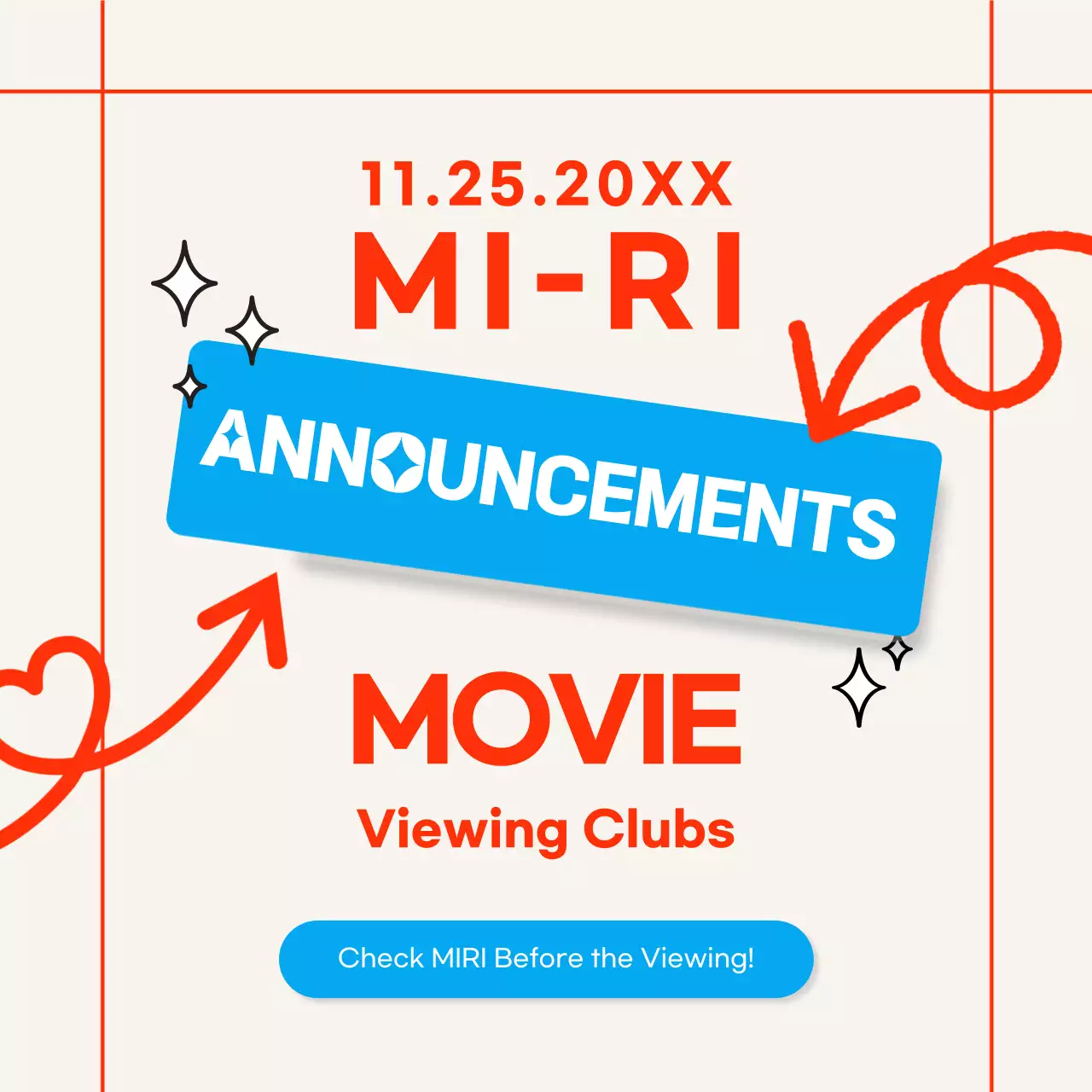 Red Trendy Movie Announcement Social Media Post