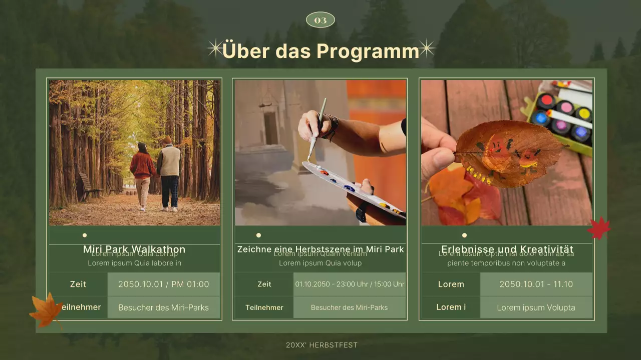 Ein schlichter und moderner Herbstfest-Planer in Grün und Beige