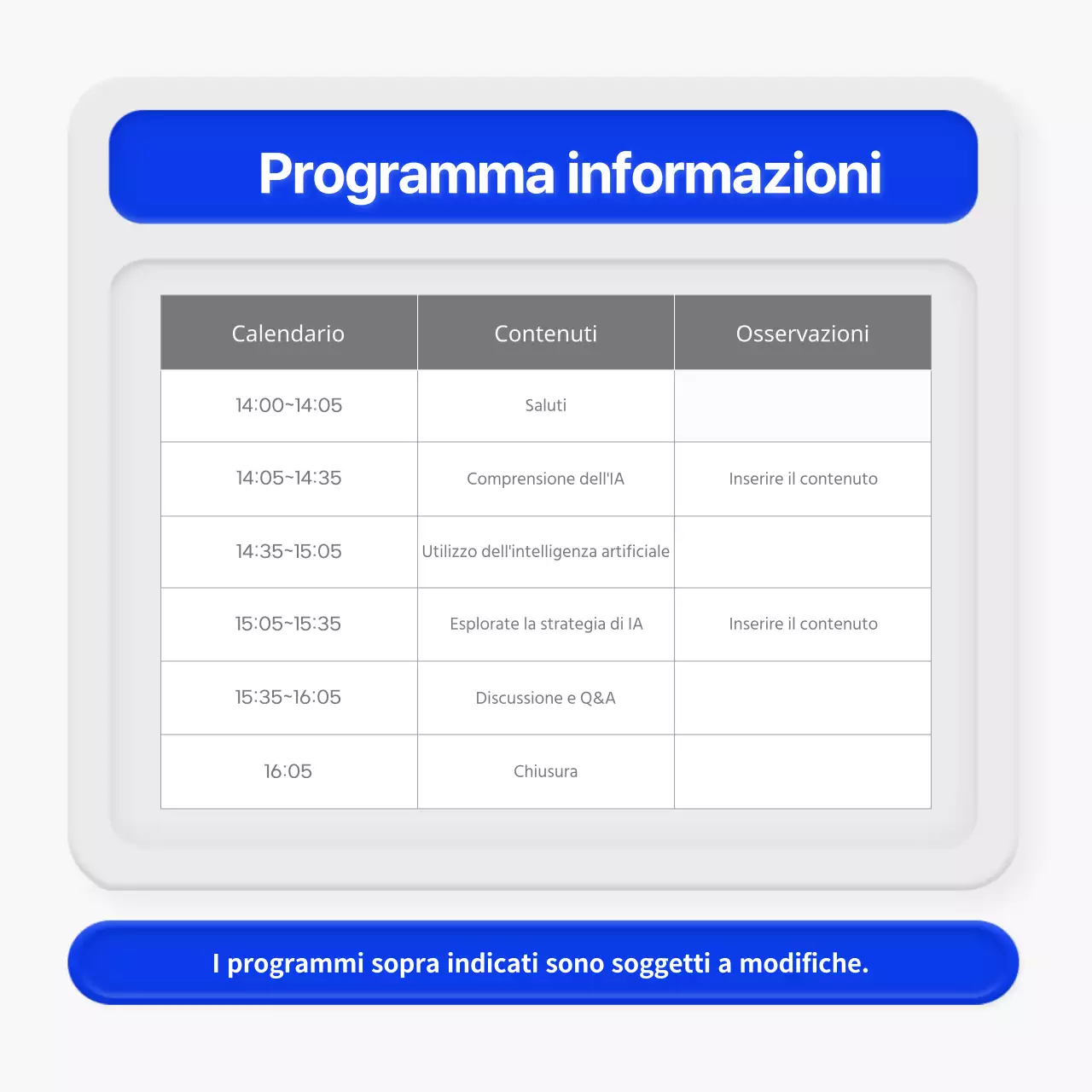 Annuncio di seminario in stile 3D minimalista in blu e grigio