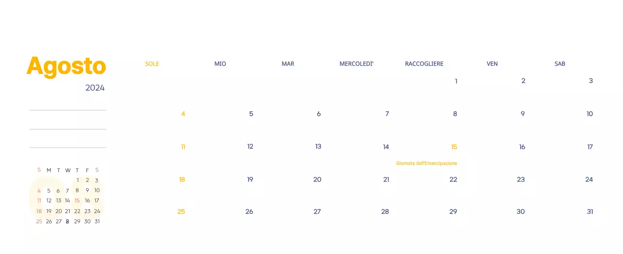 Calendario di lavoro con splendide illustrazioni