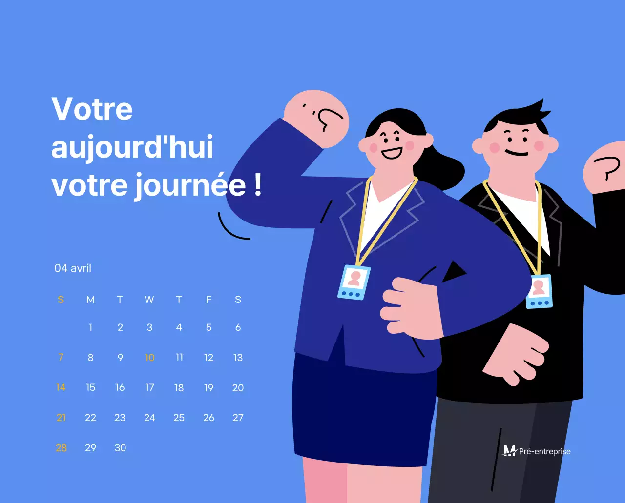 Calendrier de motivation avec des illustrations énergiques et des citations positives sur un fond bleu clair