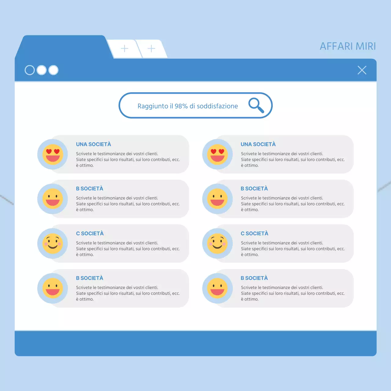 Moderna promozione aziendale in blu e bianco