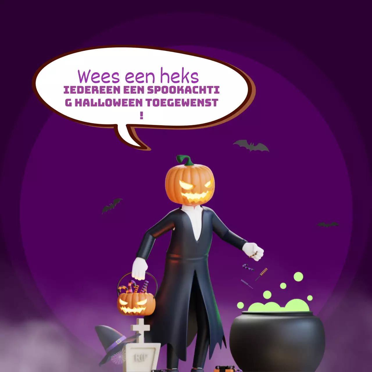 Maak reclame voor fantastische Halloween-ideeën in paars en oranje