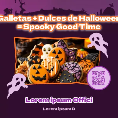Promociona las galletas kitsch de Halloween en morado y negro