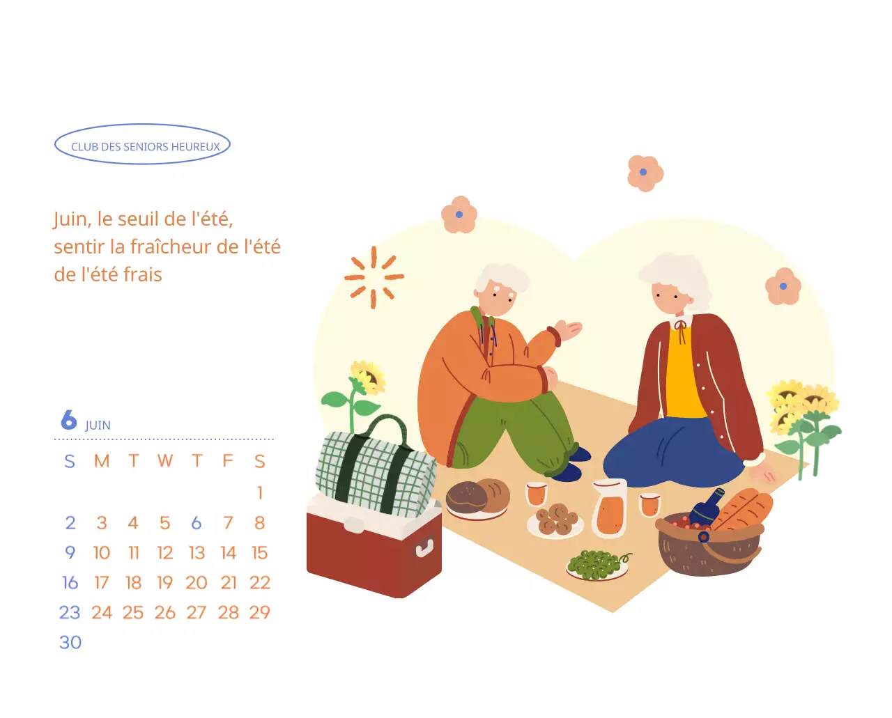 Calendrier de travail avec de belles illustrations