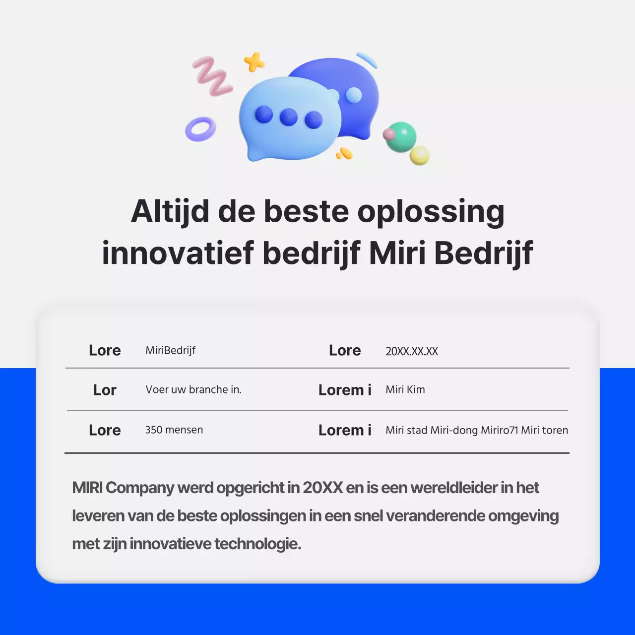 Een eenvoudig blauw en groen bedrijfsprofiel