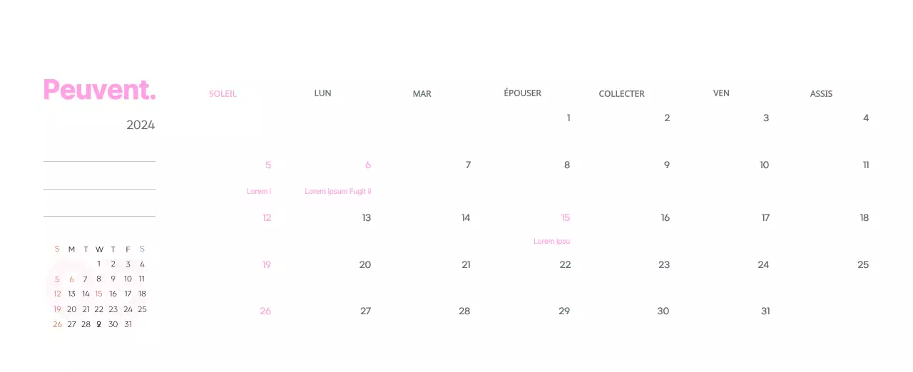 Calendrier de travail avec de belles illustrations