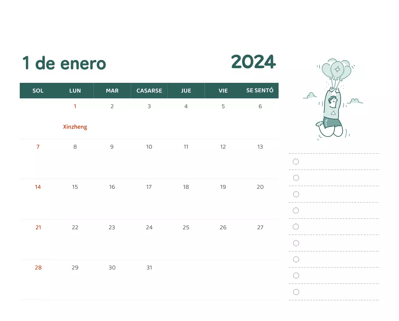 Un calendario con ilustraciones llenas de color y emoción
