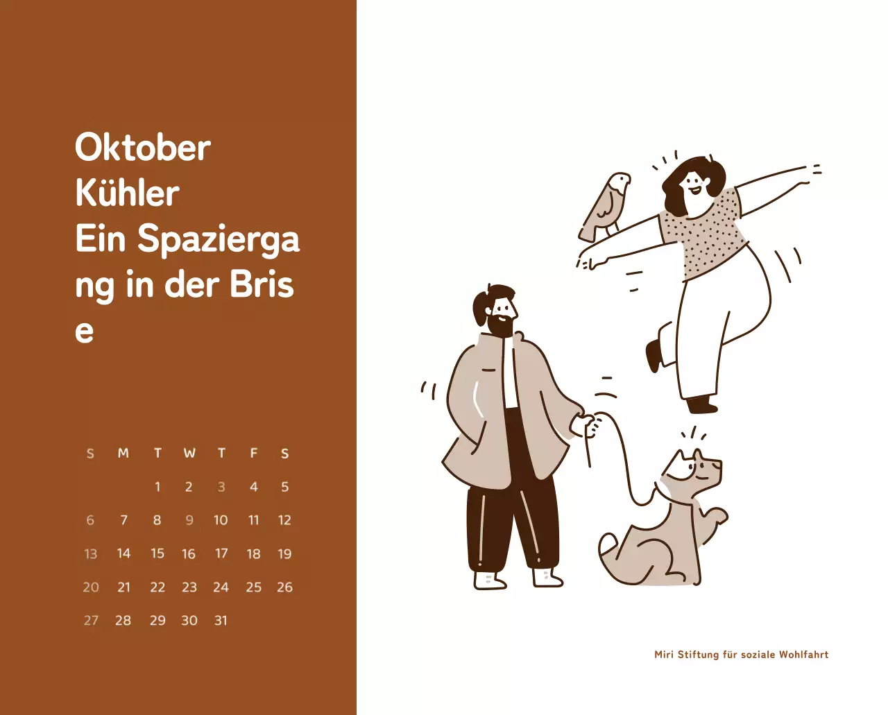 Ein Kalender mit farbenfrohen, emotionalen Illustrationen