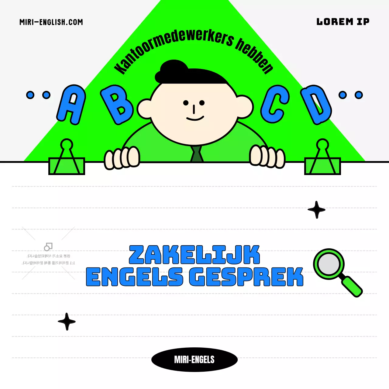 Kitscherig blauw en chartreuse zakelijk Engels promoten