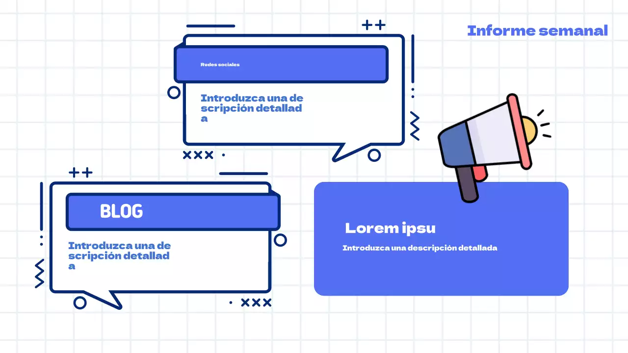 Moderno informe de acta de reunión de marketing en blanco y azul claro