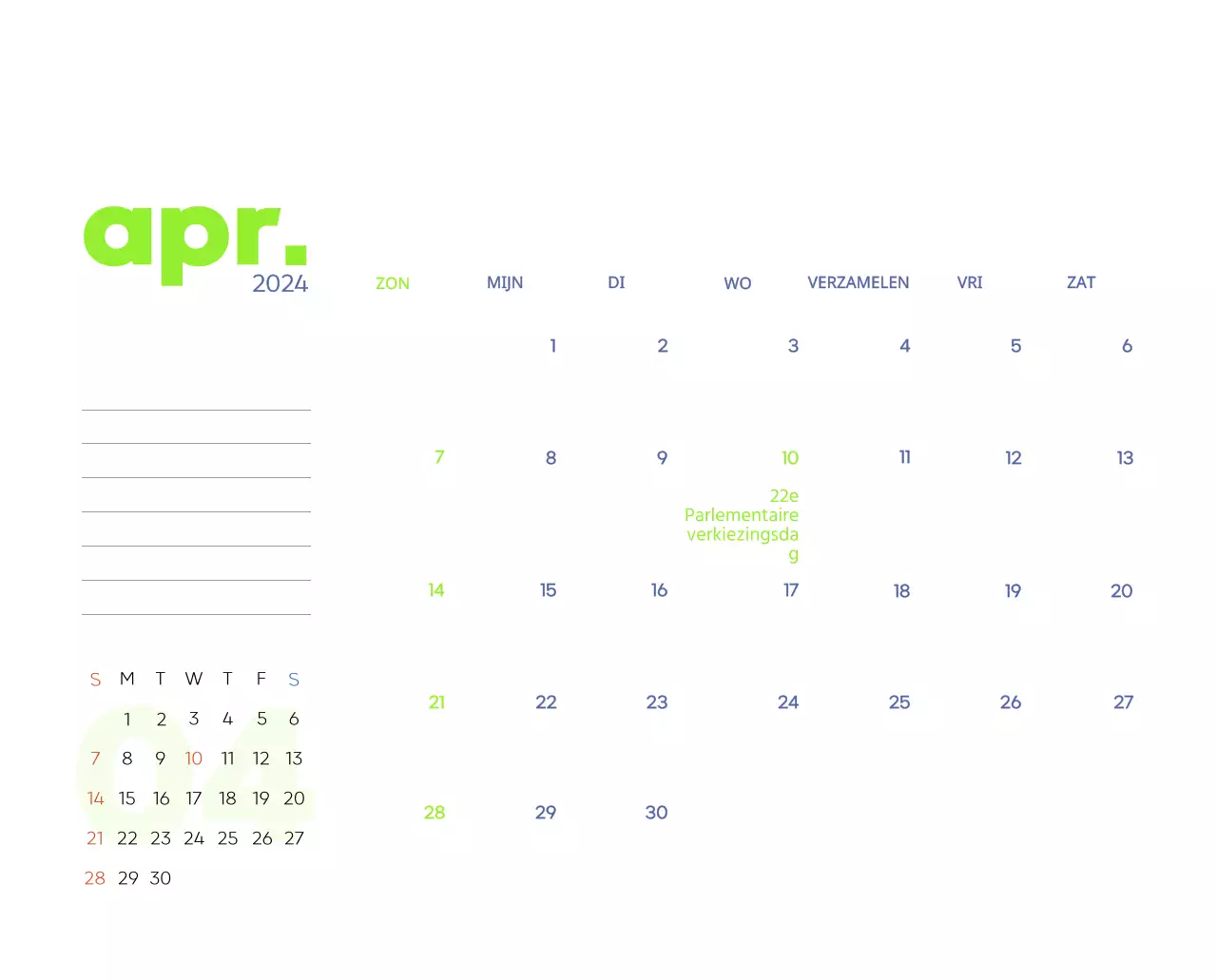 Werkkalender met prachtige illustraties