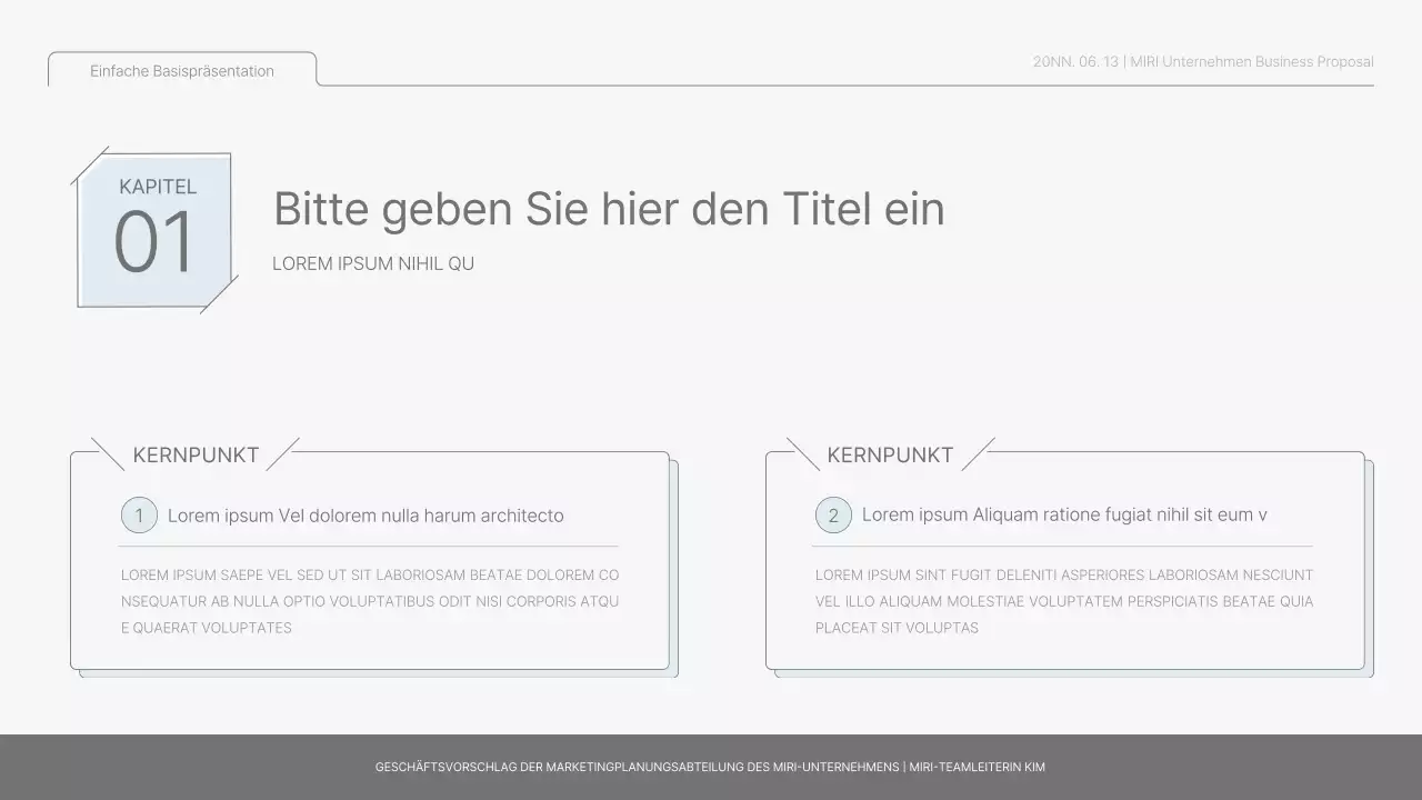 Einfacher Basisbericht in Hellblau und Hellgrün