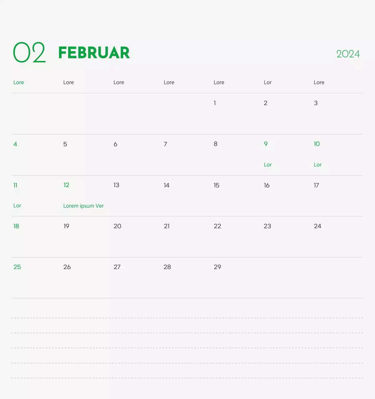 Ein Kalender mit dem Bild eines Welpen und einer niedlichen Botschaft in grünen Akzenten