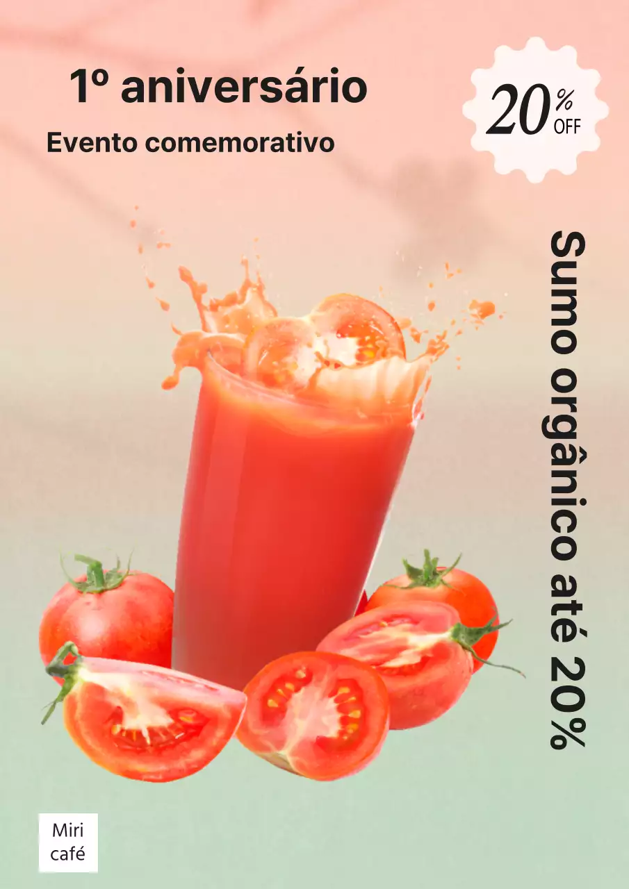 Promover sumos de fruta crus com ênfase nos gradientes de vermelho e menta