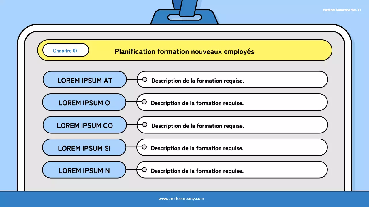 Un joli jeu de formation pour les nouveaux embauchés en bleu clair et noir