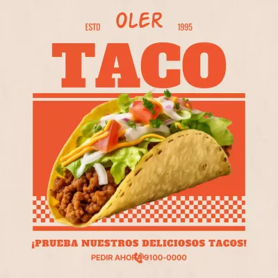 Promueve los tacos retro en rojo y beige