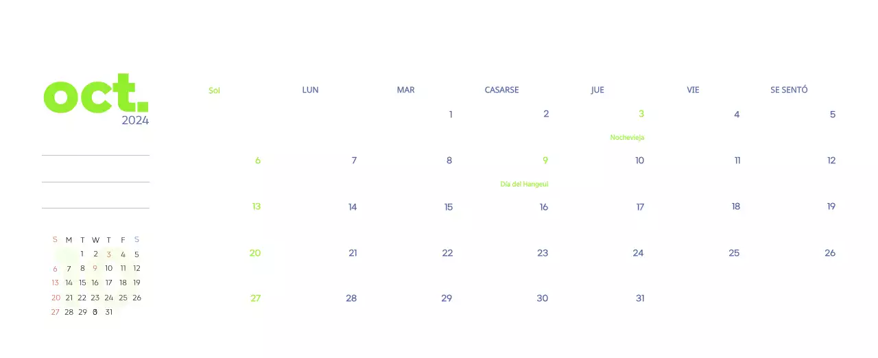 Calendario laboral con bellas ilustraciones