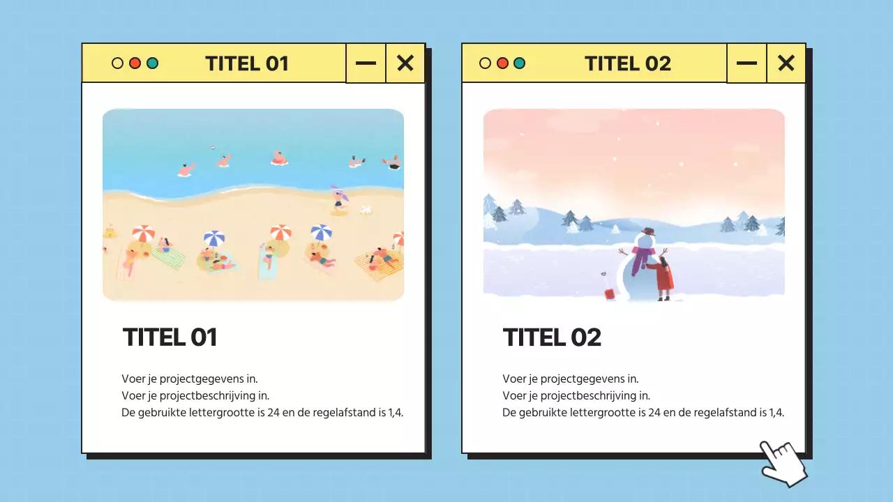 Minimalistische desktop UI in blauw en geel Bedrijfsprofiel
