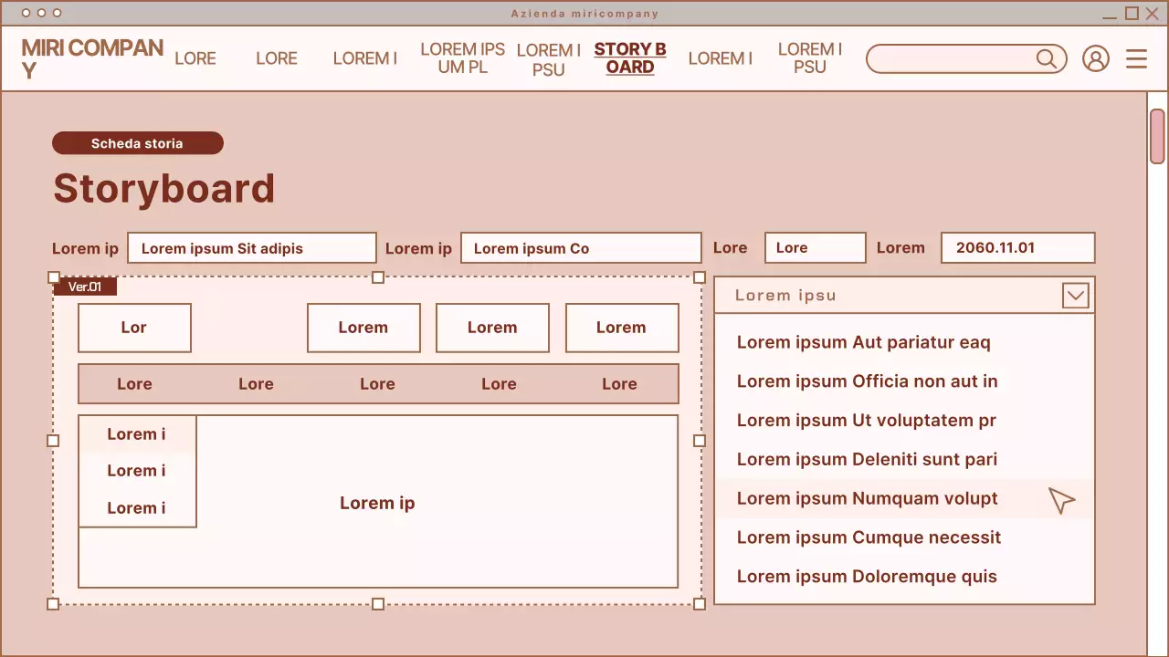Briefing di design di pagina web semplice in beige e bianco