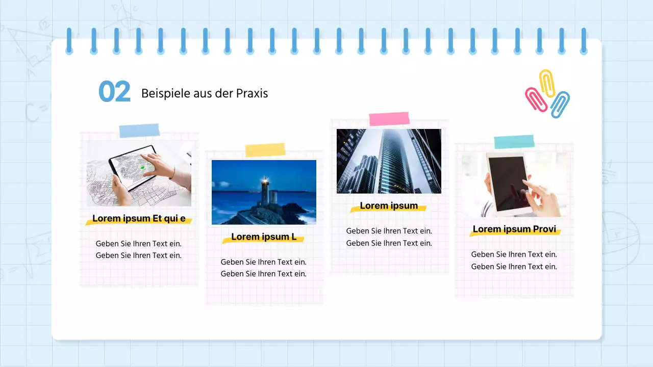 Kitschige Mathe-Schulmaterialien in Hellblau und Gelb