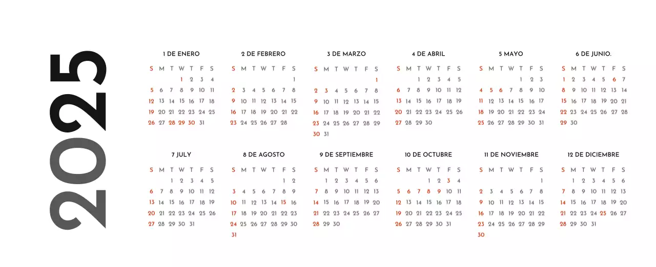 Un sencillo calendario corporativo en gris