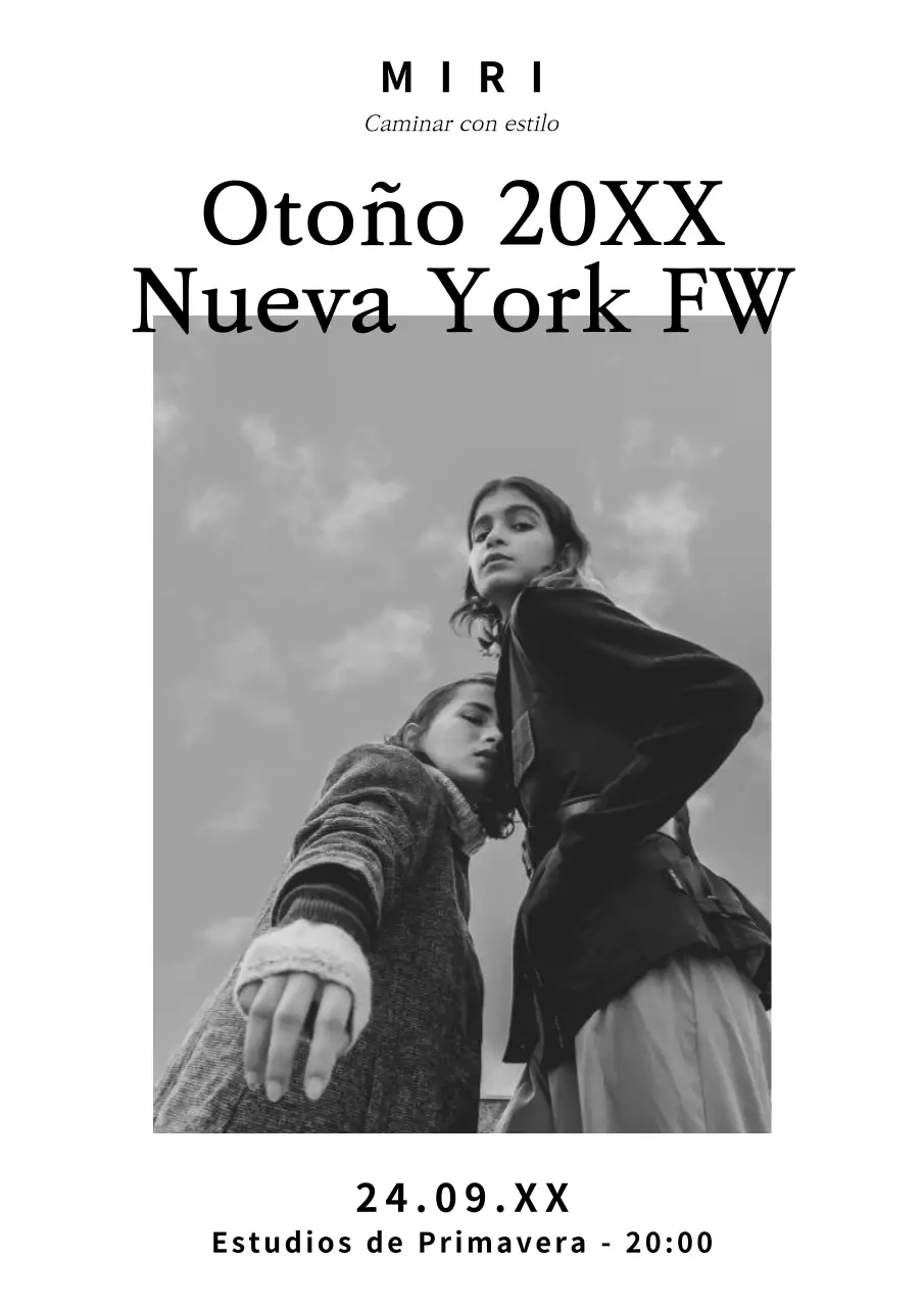 Promover un desfile de moda en blanco y negro