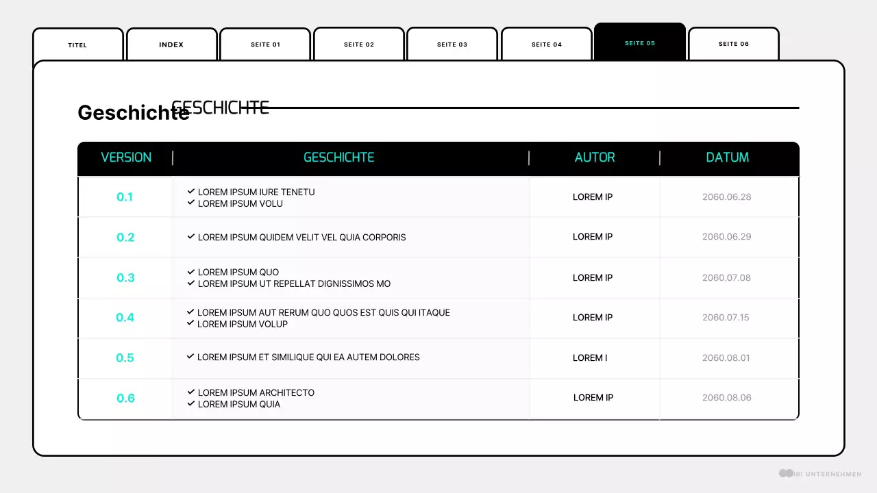 Eine einfache mintfarbene und weiße Webseite