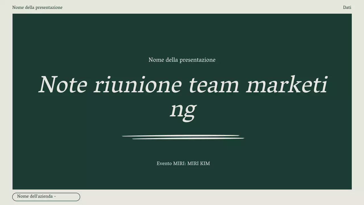 Verbale di riunione di marketing minimalista in verde e beige