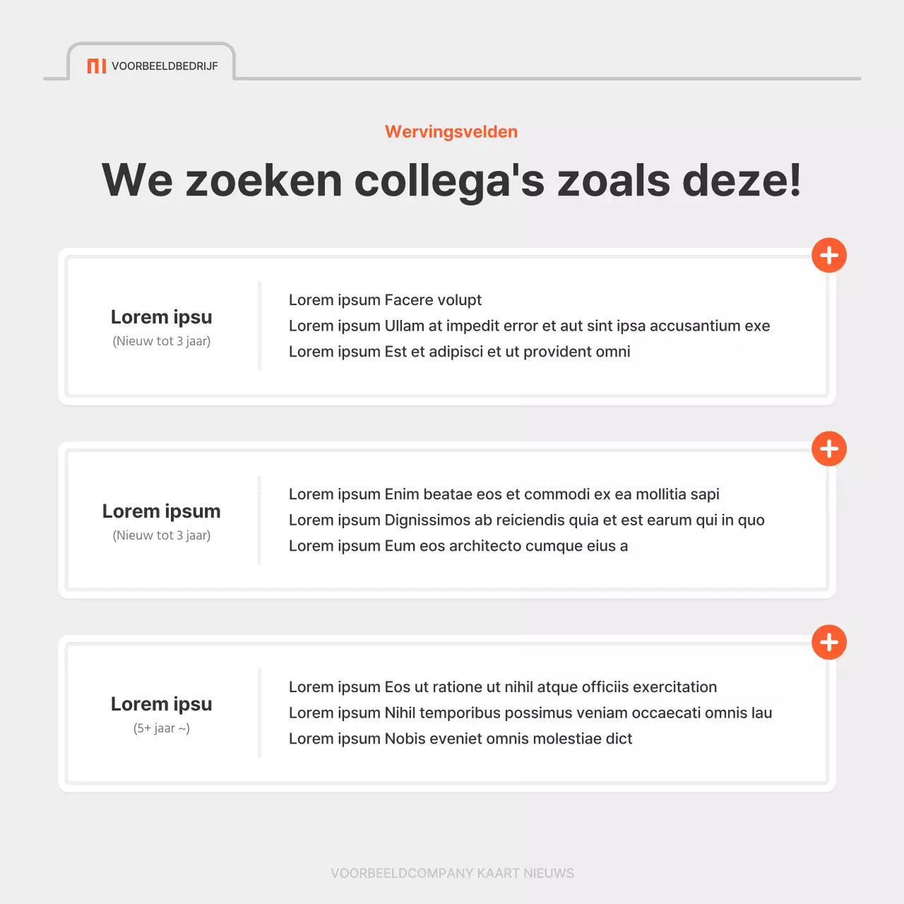 Een eenvoudige bedrijfsvacature in rood en grijs
