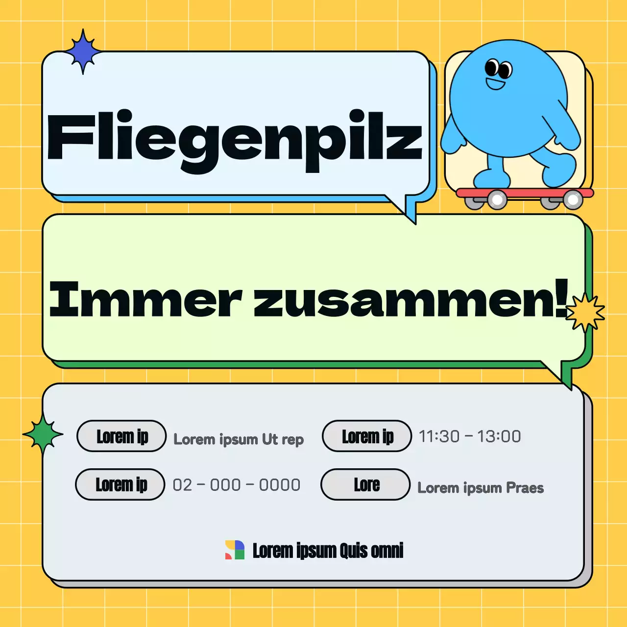 Förderung eines einfachen Jugendzentrums in Gelb und Hellblau