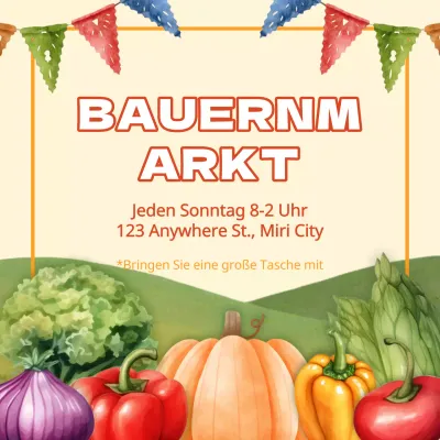 Förderung eines einfachen beige-grünen Gemüsemarktes