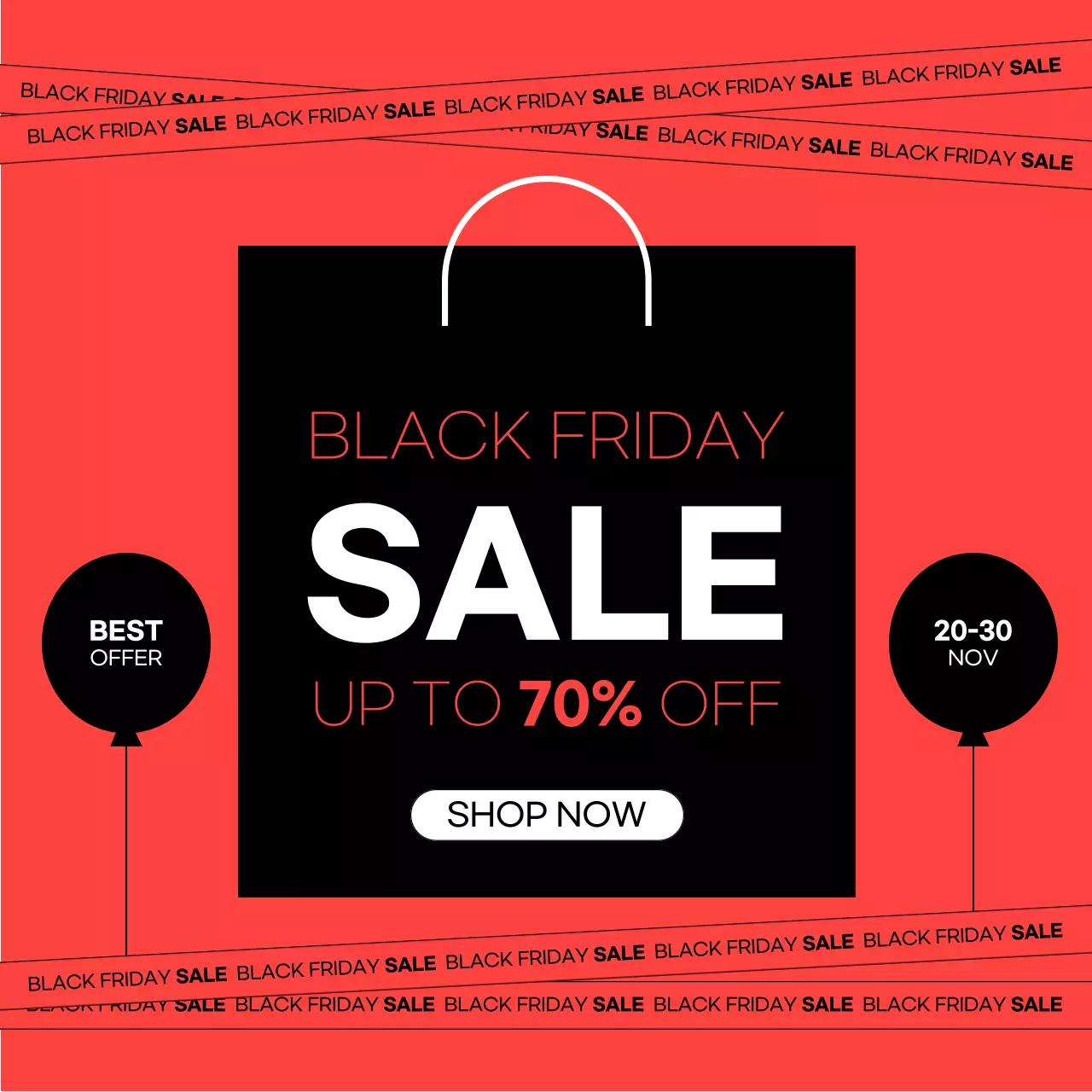 빨간색 배경의 블랙 프라이데이 세일 이벤트