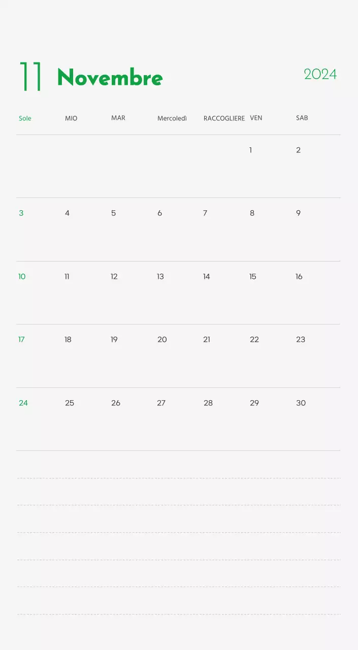 Un calendario con l'immagine di un cucciolo e un simpatico messaggio in verde.