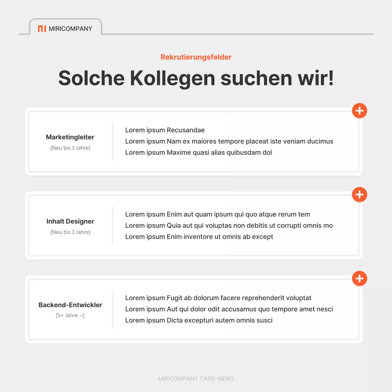 Eine einfache Stellenanzeige eines Unternehmens in Rot und Grau