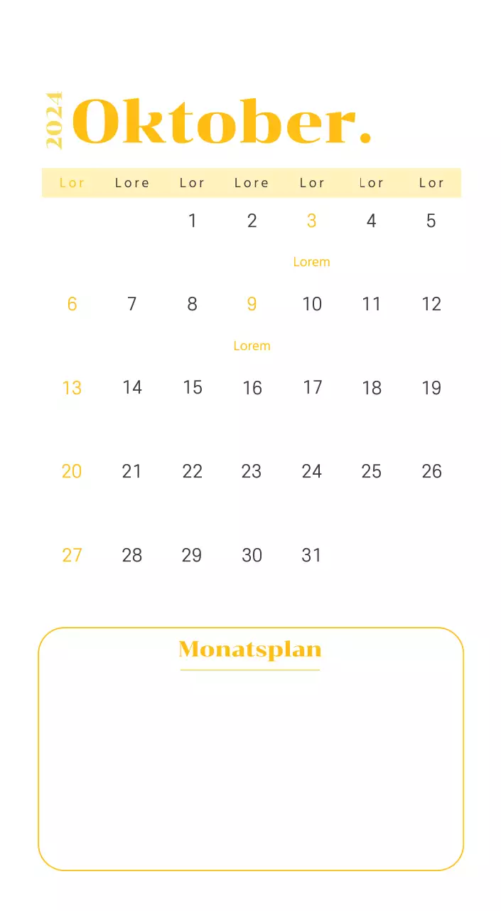 Kalender mit Jugendillustrationen auf gelbem und grünem Hintergrund