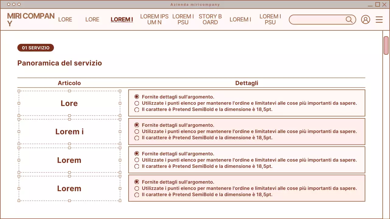 Briefing di design di pagina web semplice in beige e bianco