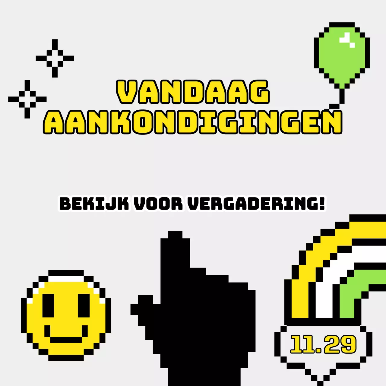 Minimalistische vergaderaankondiging in grijs en geel