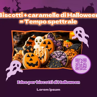 Promuovere biscotti di Halloween kitsch in viola e nero