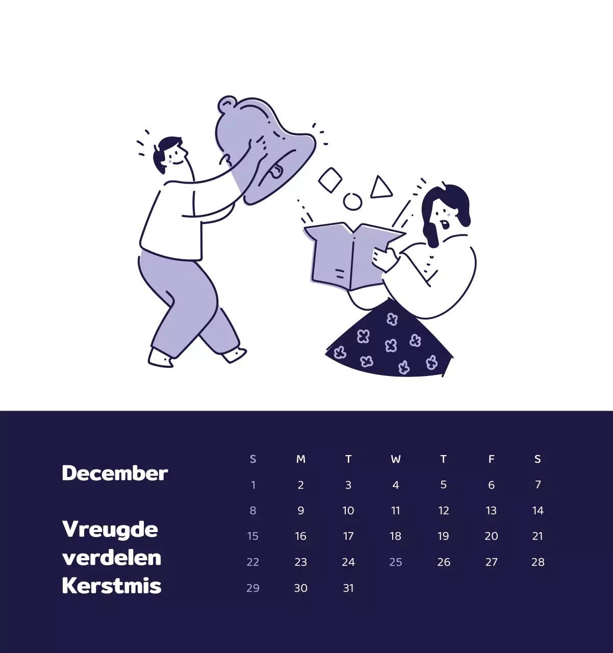 Een kalender met kleurrijke, emotionele illustraties