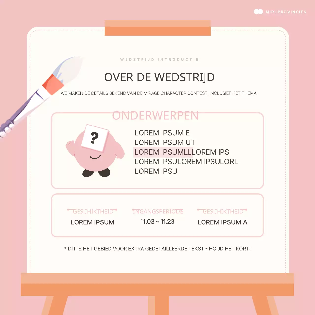 Promoot een eenvoudige wedstrijd met mint en ivoorkleurig karakter