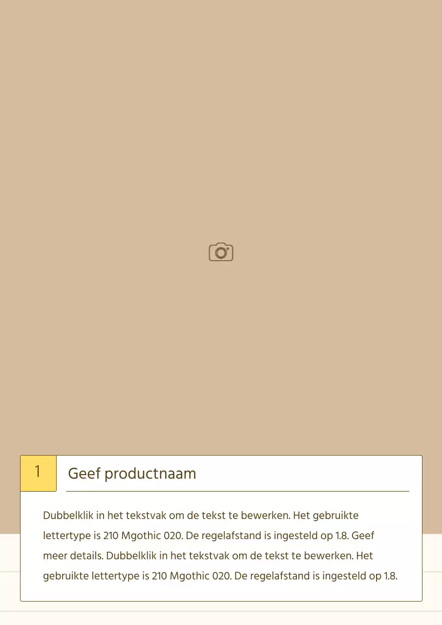 Een eenvoudig verhalend productpraatje in geel en beige