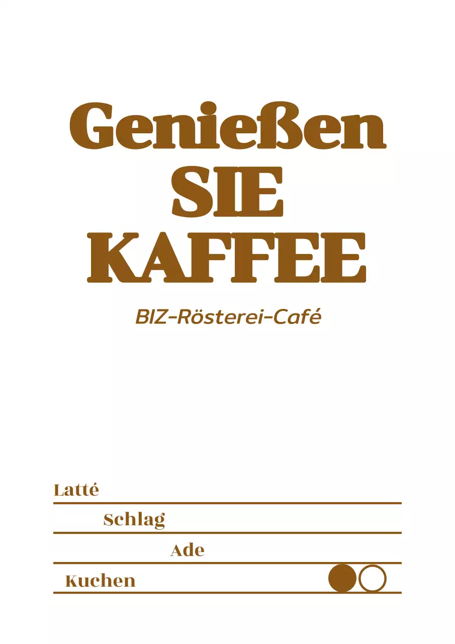 Einfache Beschilderung der Speisekarte eines Cafés in Brauntönen