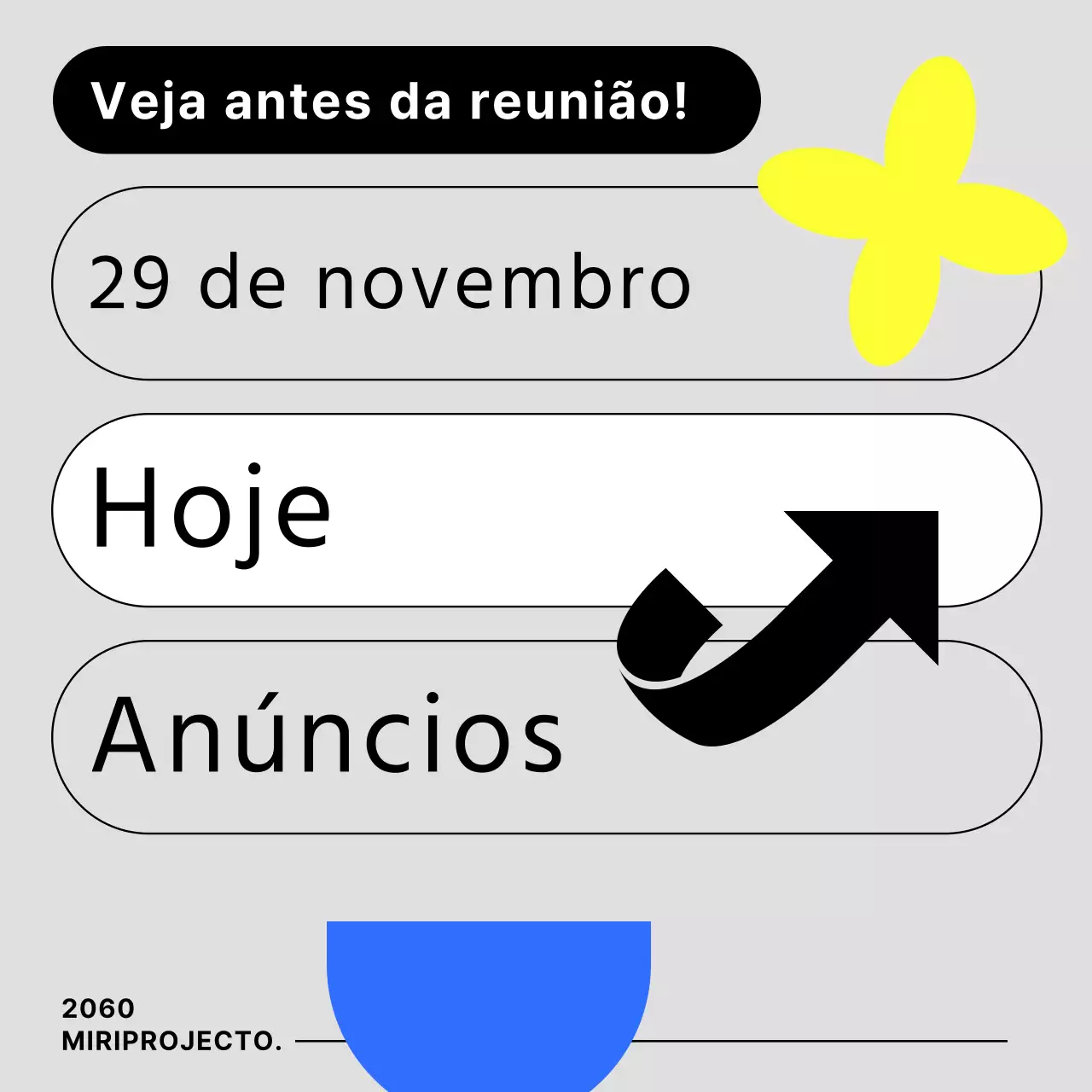 Um simples anúncio de reunião em cinzento e fluorescente