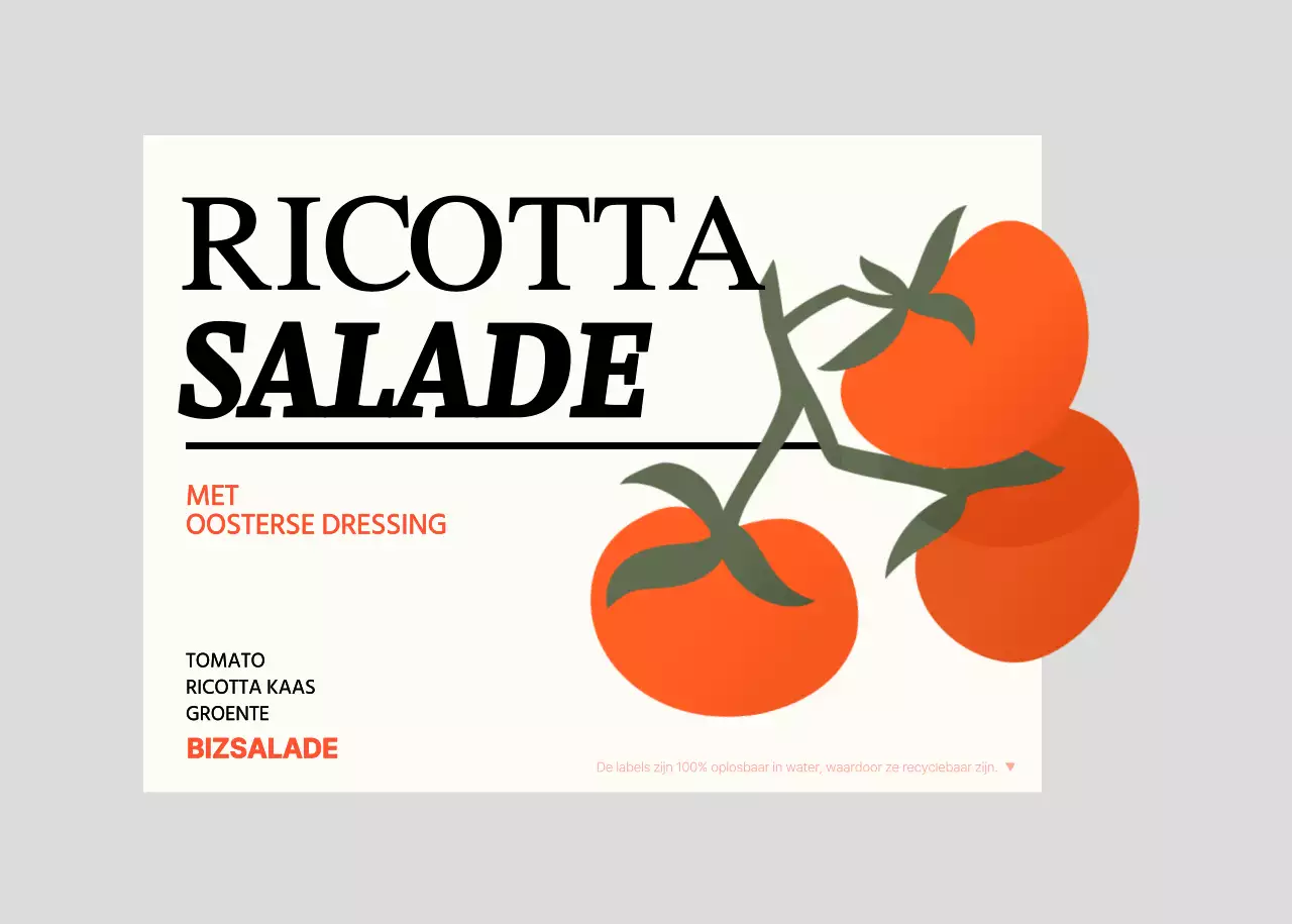 Salade-etiketten met illustraties van groene en rode groenten