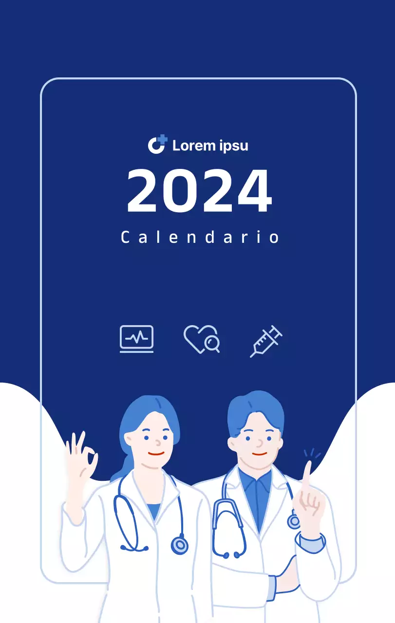 Calendario semplice con illustrazioni pulite in blu