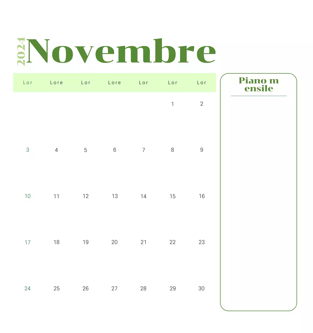 Calendario con illustrazioni giovanili su sfondo giallo e verde