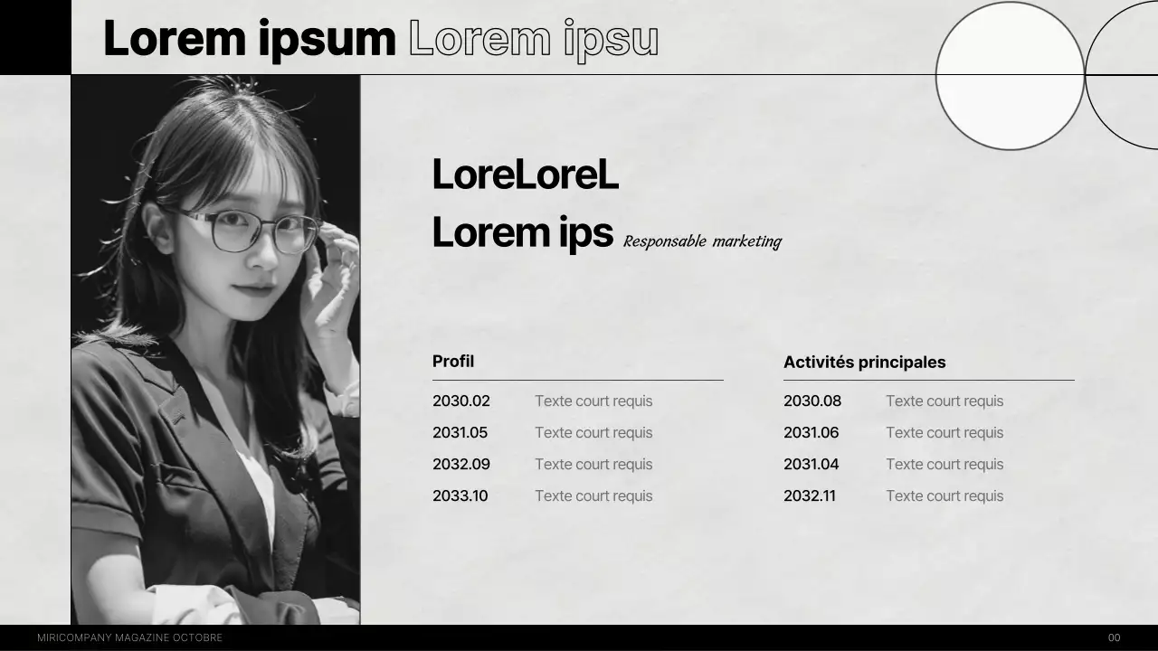 Un magazine d'entretien interne moderne en noir et blanc