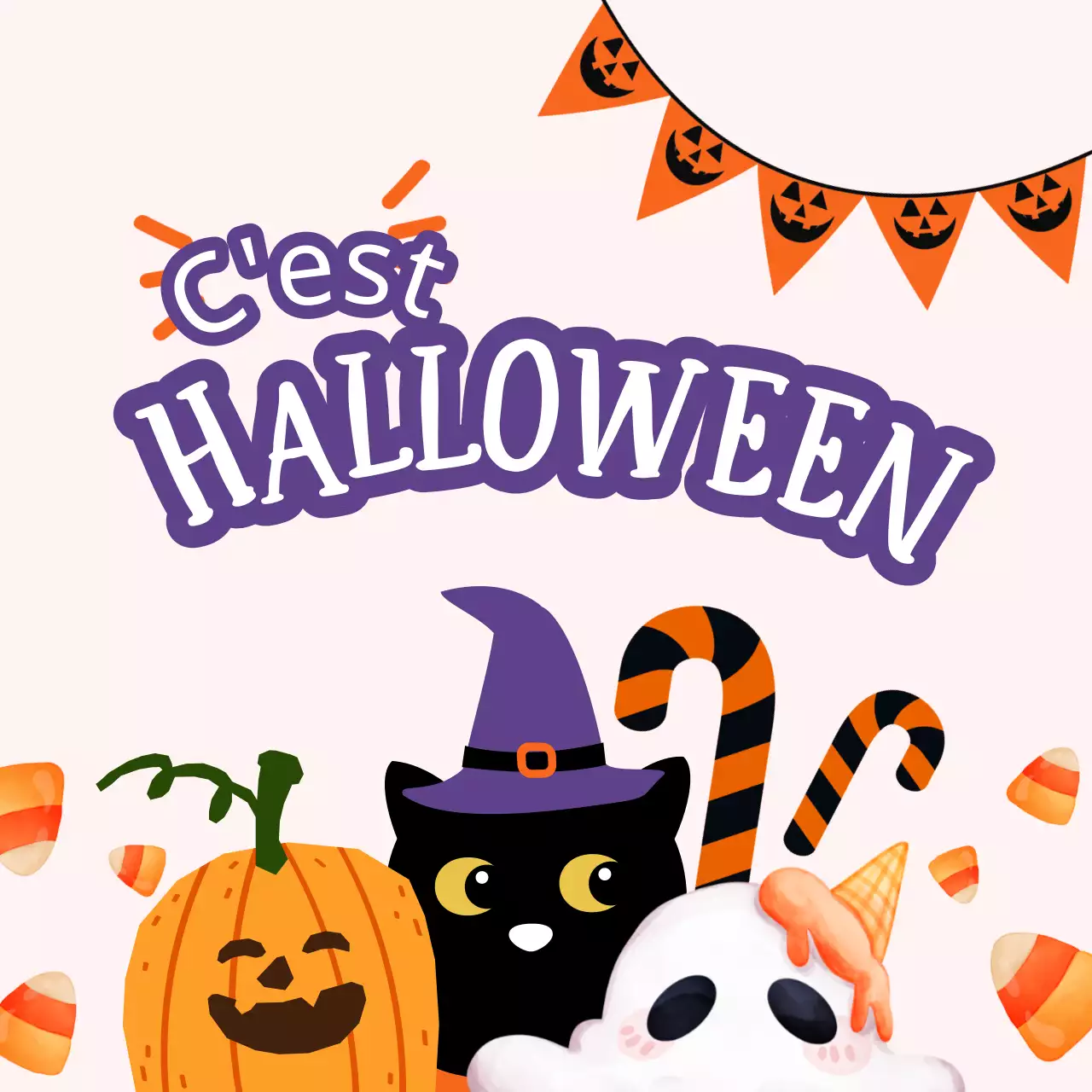 Promouvoir les déguisements d'Halloween en blanc et orange