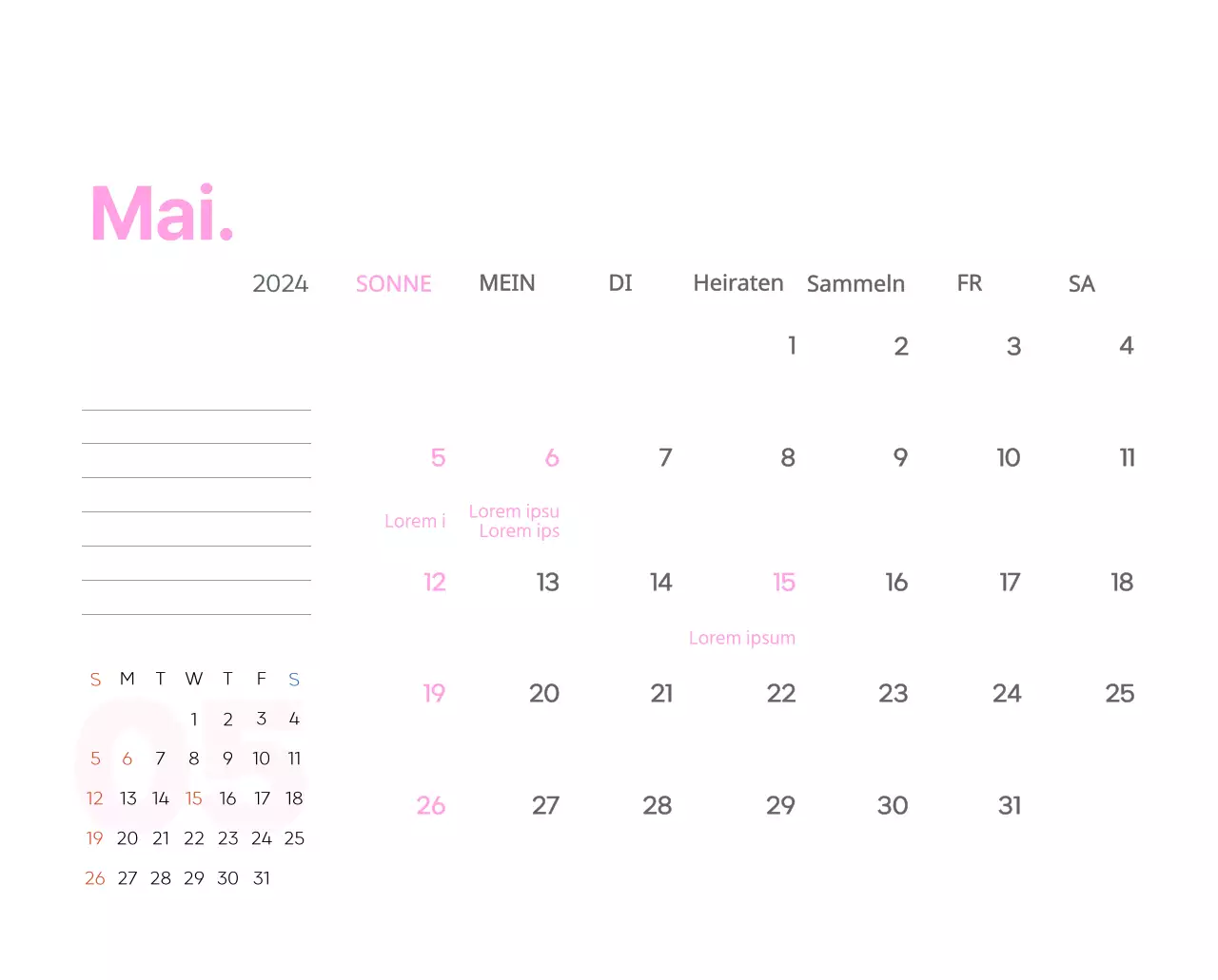 Arbeitskalender mit schönen Illustrationen